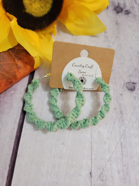 Macrame Twist - Light Green Country Craft Barn Earrings (#167)