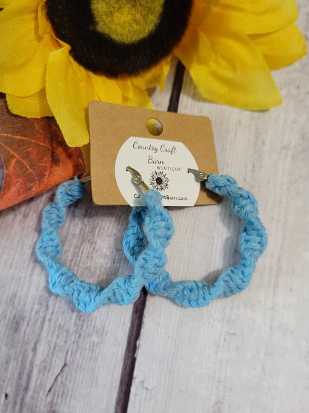 Macrame Twist - Sky Blue Country Craft Barn Earrings (#174)