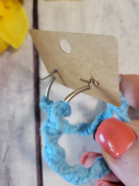 Macrame Twist - Sky Blue Country Craft Barn Earrings (#174)