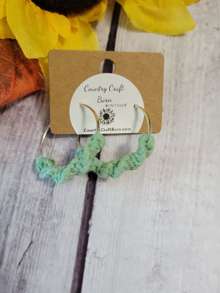 Macrame Small Twist - Light Green Country Craft Barn Earrings (#176)