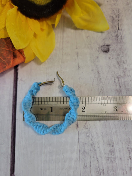 Macrame Twist - Sky Blue Country Craft Barn Earrings (#174)