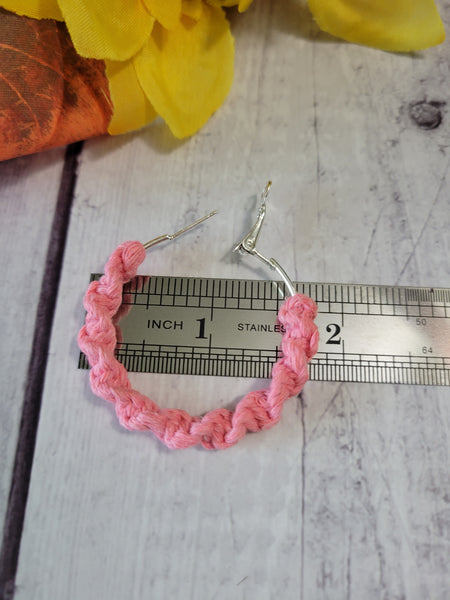 Macrame Twist -  Dark Pink Country Craft Barn Earrings (#169)