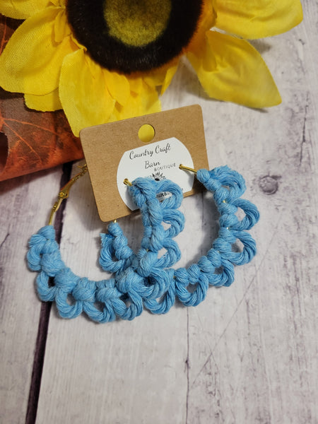 Lark Head Loop - Sky Blue Country Craft Barn Earrings (#183)