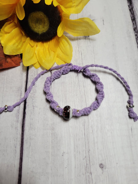 Beaded Twist Knot - Purple Cinch Pull Urban Country Craft Barn Bracelet (#373)