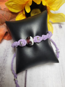 Beaded Twist Knot - Purple Cinch Pull Urban Country Craft Barn Bracelet (#1709)
