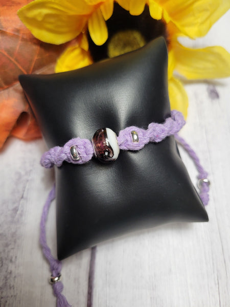 Beaded Twist Knot - Purple Cinch Pull Urban Country Craft Barn Bracelet (#373)