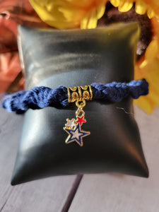 Patriotic Twist Knot - Navy Blue Cinch Pull Urban Country Craft Barn Bracelet (#1714)