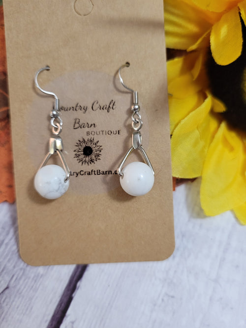 Dainty Drop - Howlite Country Craft Barn Earrings (#142)