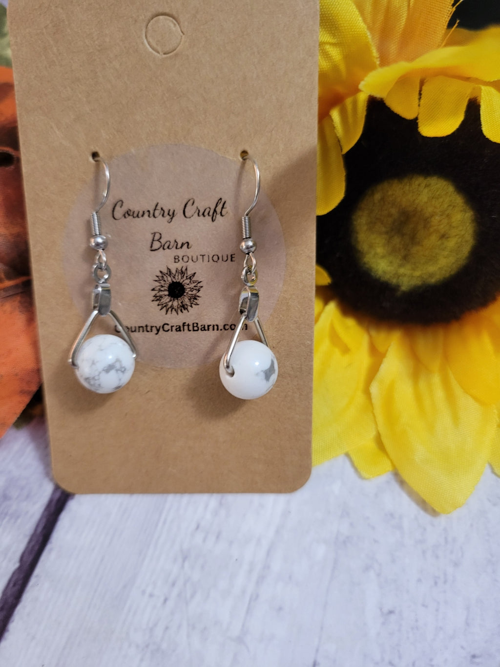 Dainty Drop - Howlite Country Craft Barn Earrings (#142)