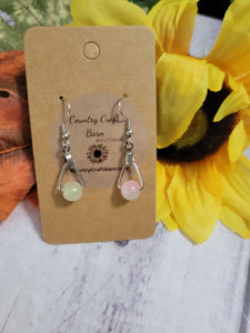 Dainty Drop - Pink/Green Ombre Country Craft Barn Earrings  (#140)