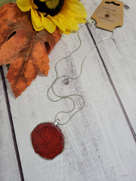 Ruby Red - Country Craft Barn Resin Necklace (#590)