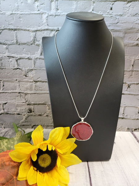 Ruby Red - Country Craft Barn Resin Necklace (#590)