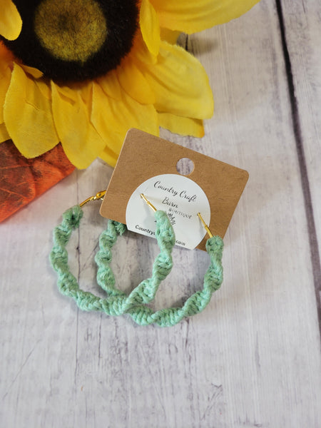 Macrame Twist - Light Green Country Craft Barn Earrings (#167)