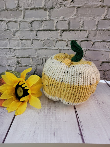 Fall Knit Pumpkin -Striped Country Craft Barn Decoration (#1856)