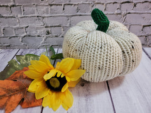 Fall Knit Pumpkin -Ivory Tweed Country Craft Barn Decoration (#1854)