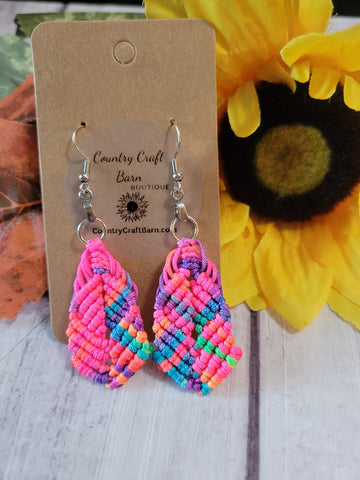 Square Macrame -Pink Country Craft Barn Earrings