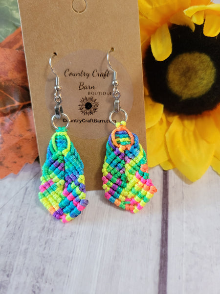 Square Macrame - Rainbow Country Craft Barn Earrings (#185)