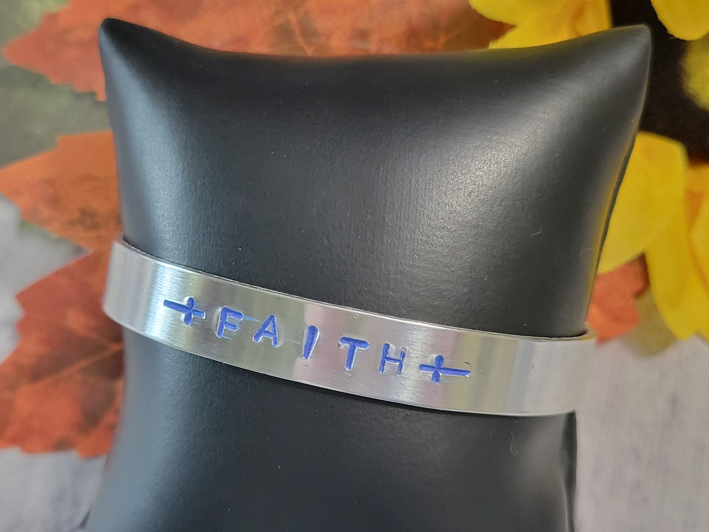 "Faith" Blue Country Craft Barn Stamped Bracelet (#364)