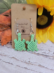 Macrame Turtles - Green Country Craft Barn Earrings (#191)