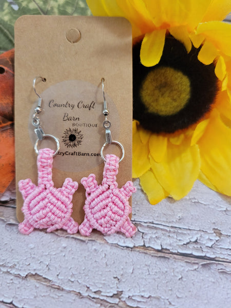 Macrame Turtles - Pink Country Craft Barn Earrings (#190)