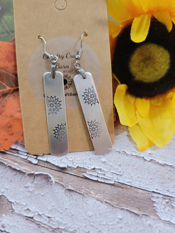 Mandala Bar Floral - Silver Country Craft Barn Earrings (#194)