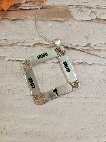 Hope, Love, and Faith - Brown Country Craft Barn Necklace (#591)