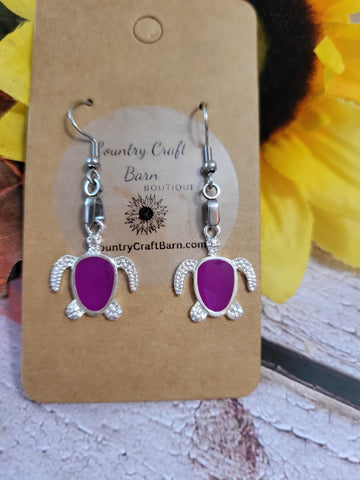 Sea Turtle - Purple Country Craft Barn Earrings (#199)