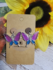 Butterfly Post - Purple/Blue Country Craft Barn Earrings (#196)