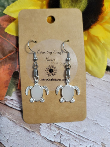 Sea Turtle - White Country Craft Barn Earrings (#195)