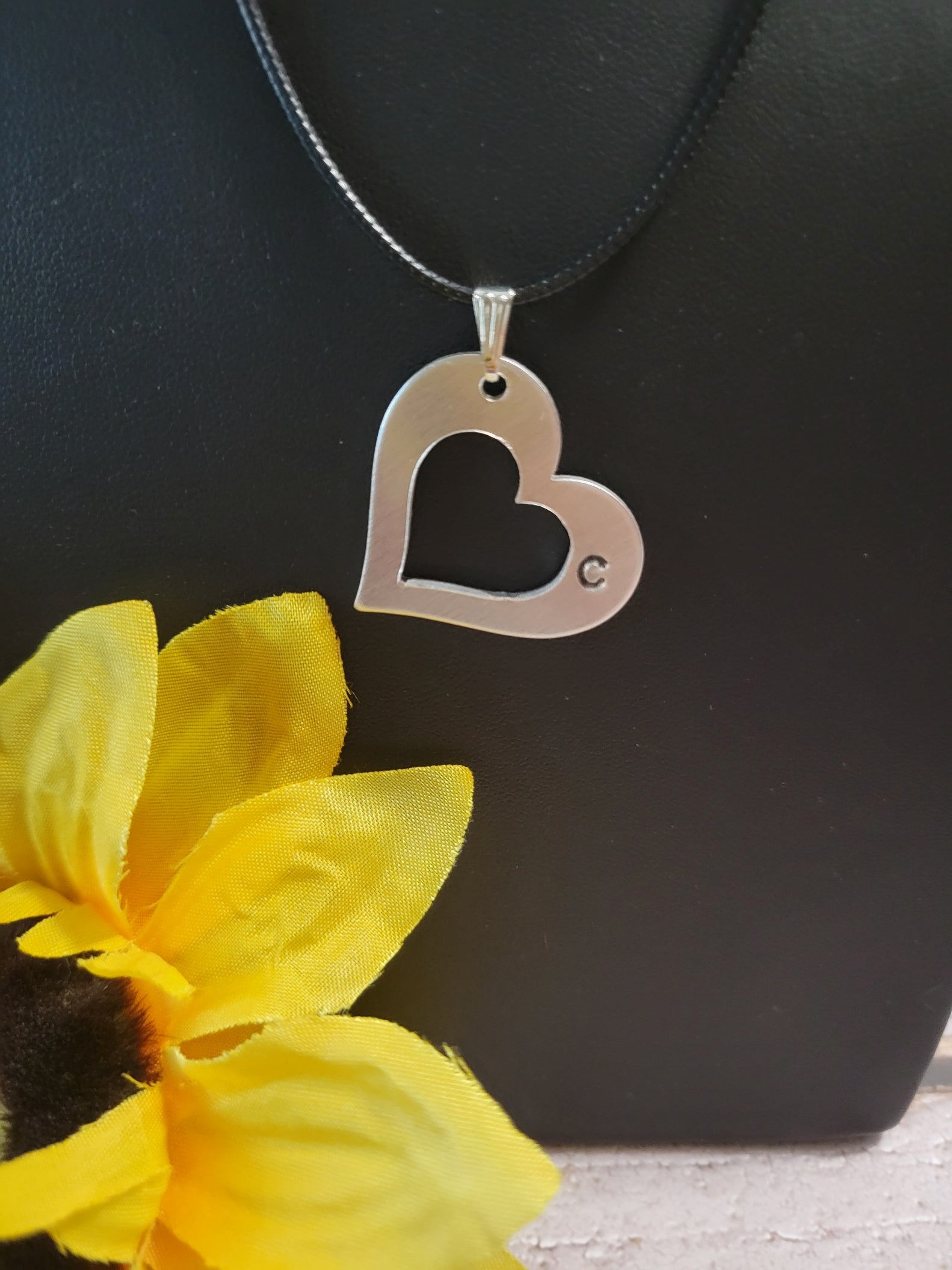 "C" Initial Necklace - Black Country Craft Barn Necklace (#595)