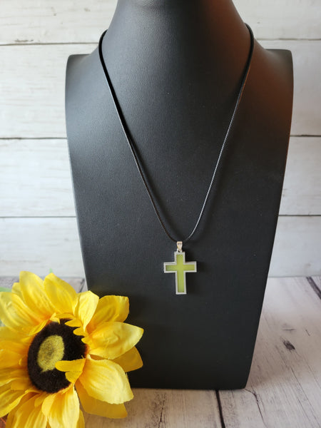 Resin Cross Necklace - Yellow Country Craft Barn Necklace (#613)