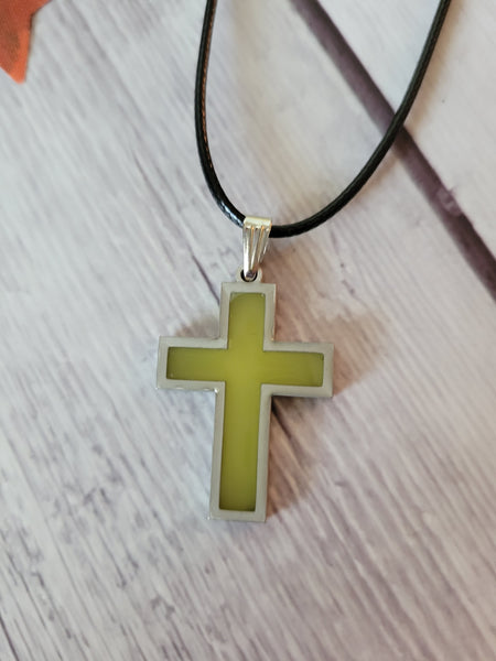 Resin Cross Necklace - Yellow Country Craft Barn Necklace (#613)