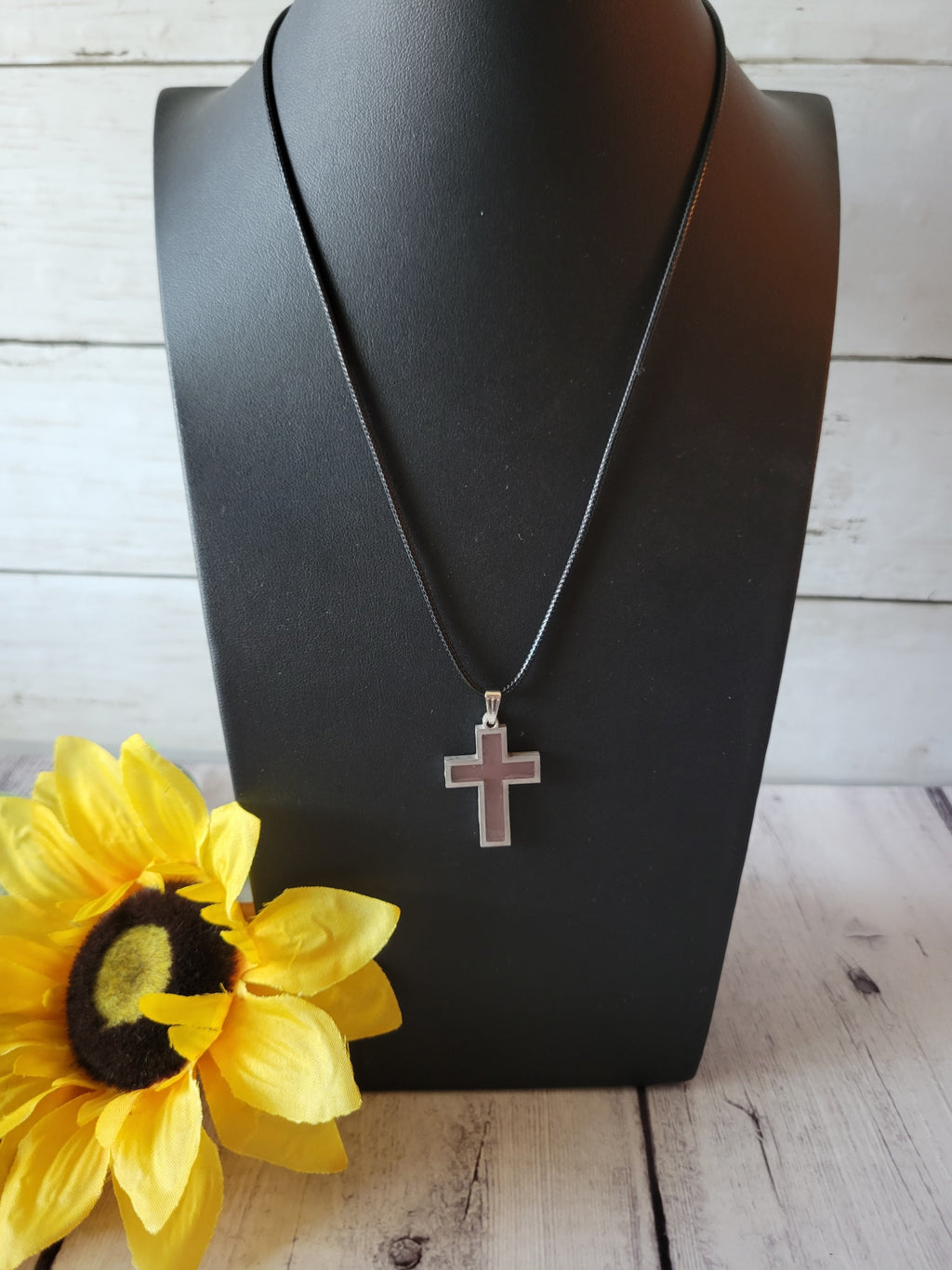 Resin Cross Necklace - Pink Country Craft Barn Necklace (#611)