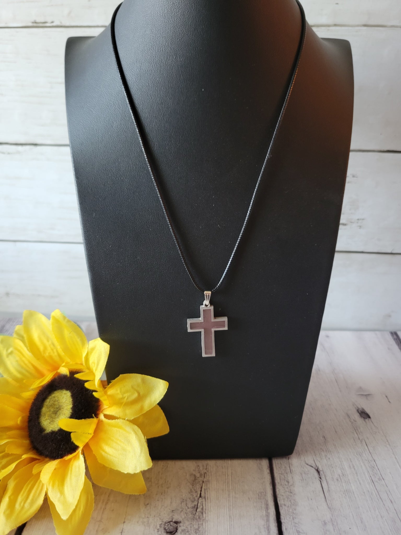 Resin Cross Necklace - Pink Country Craft Barn Necklace (#611)
