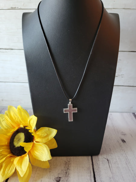 Resin Cross Necklace - Pink Country Craft Barn Necklace (#611)