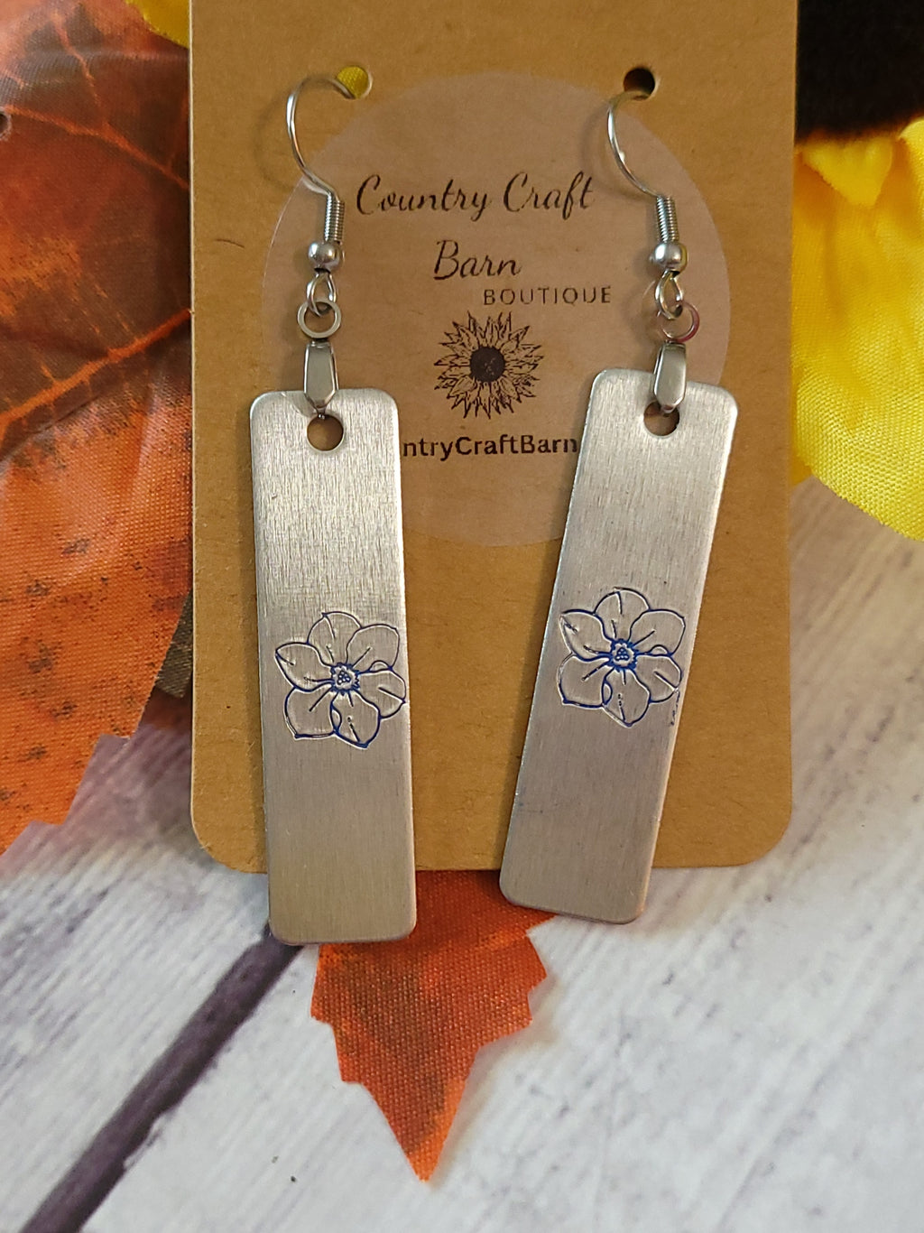 December Narcissus - Blue Country Craft Barn Earrings (#057)