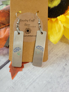 January Carnation - Blue Country Craft Barn Earrings (#056)