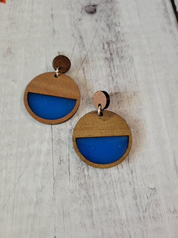 Wood 'N Blue - Royal Blue Country Craft Barn Earrings (#041)