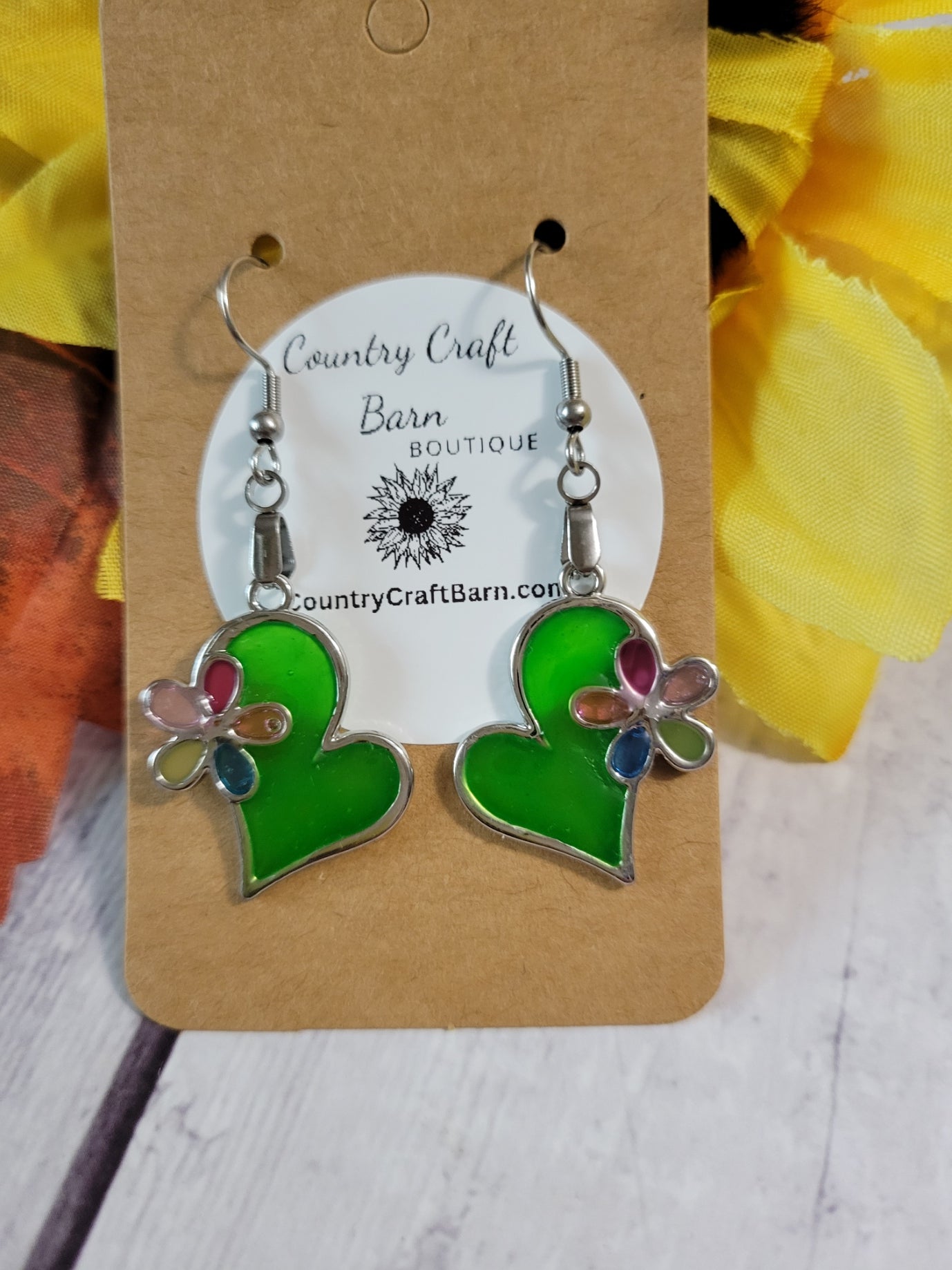 Floral Heart - Green Country Craft Barn Earrings (#208)