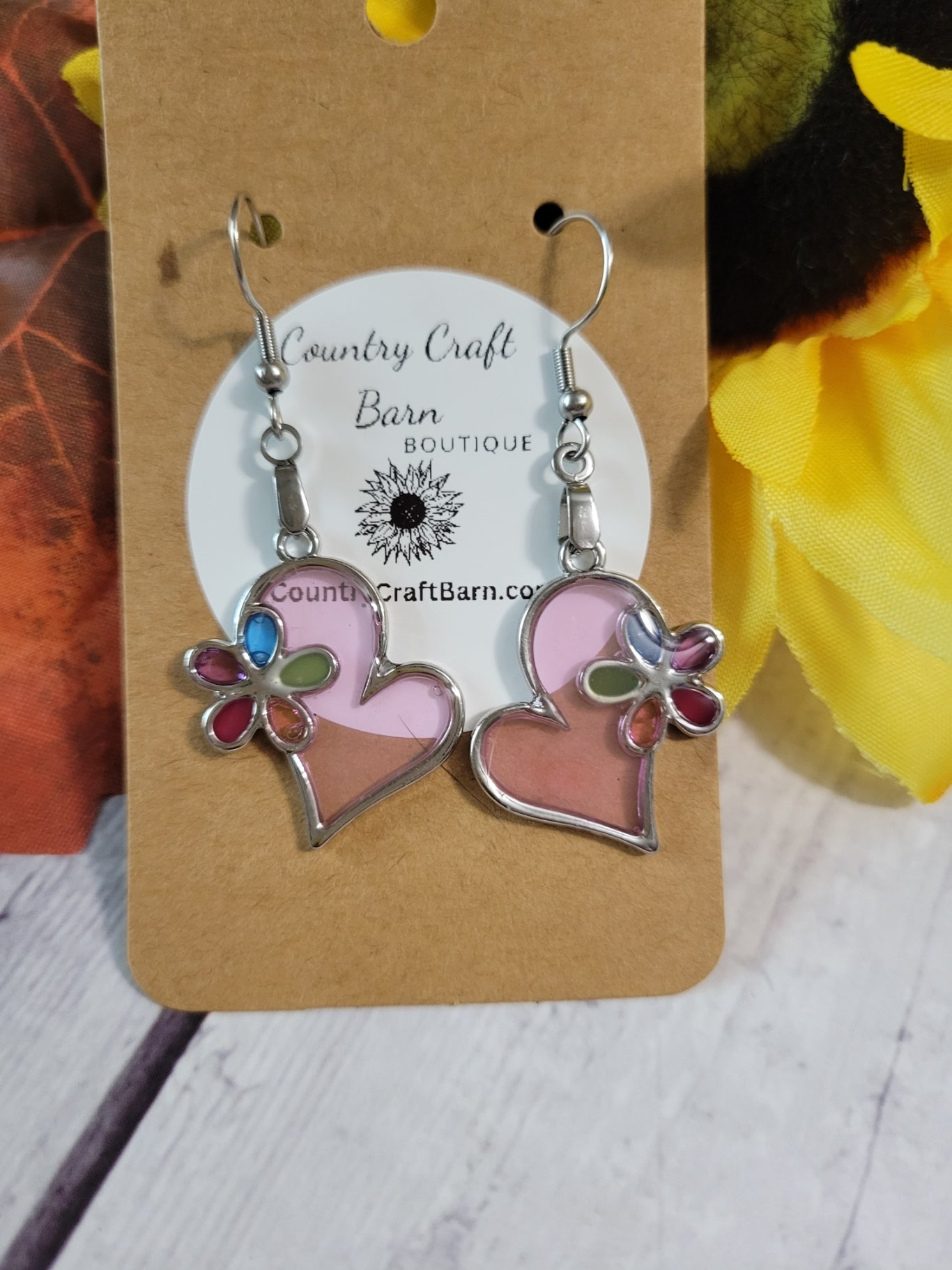 Floral Heart - Light Pink Country Craft Barn Earrings (#205)