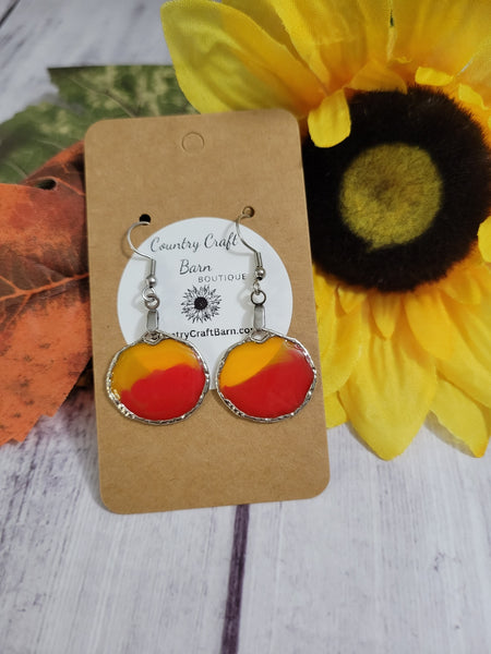 Chiefs Inspired Resin Red/Yellow Country Craft Barn Earrings (#210)