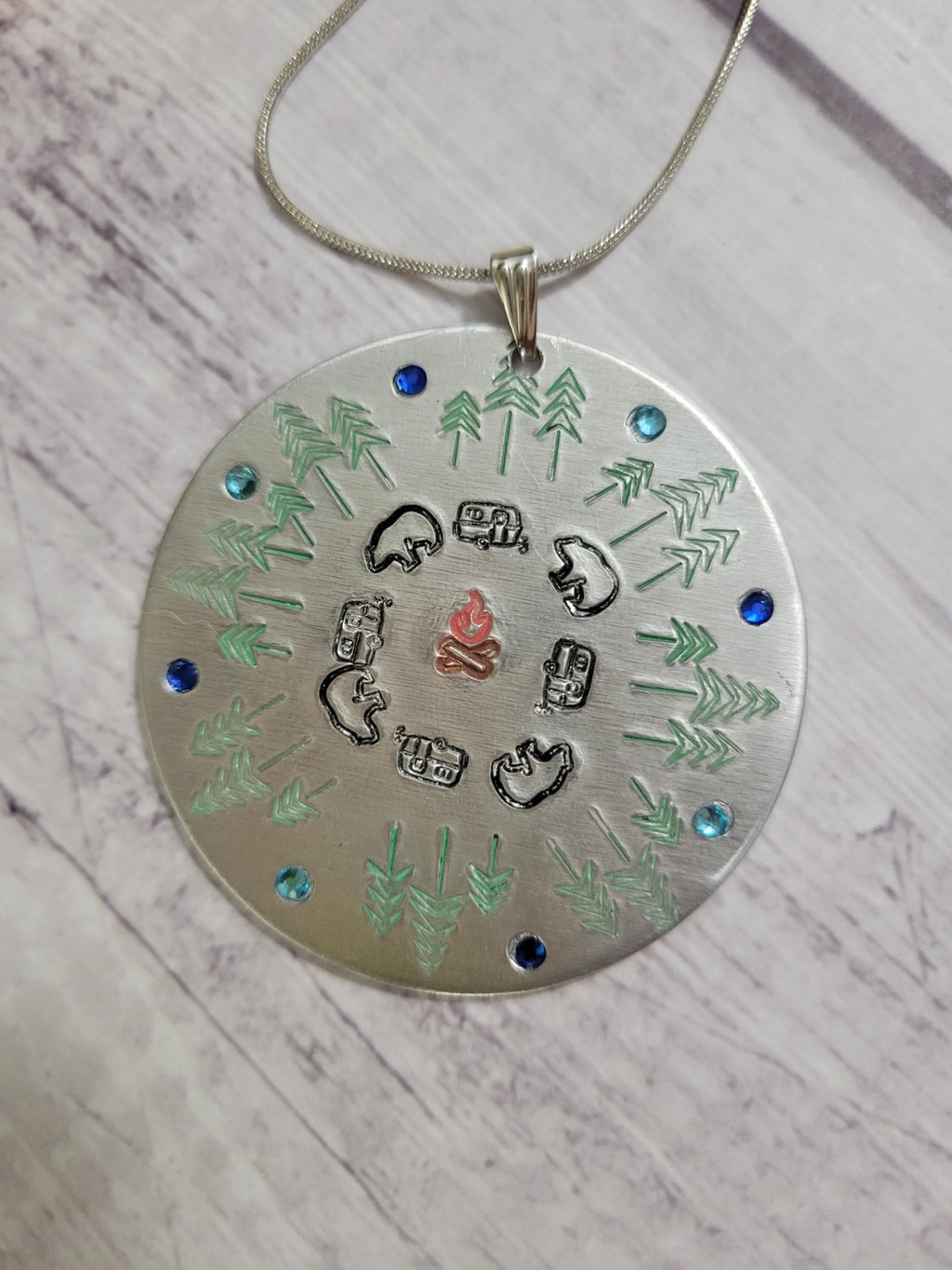 Camp Inspired - Blue Country Craft Barn Necklace (#617)