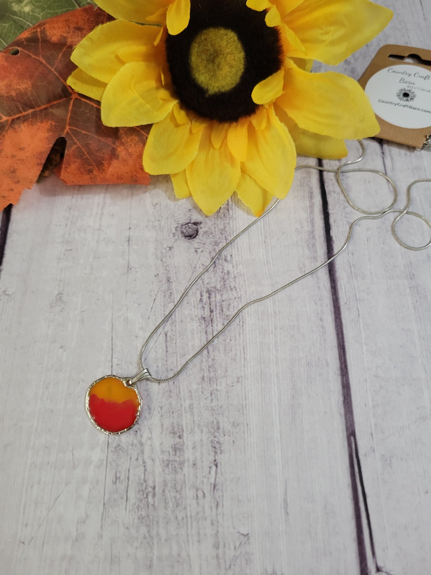 Chiefs Inspired Resin Red/Yellow Country Craft Barn Necklace (#616)