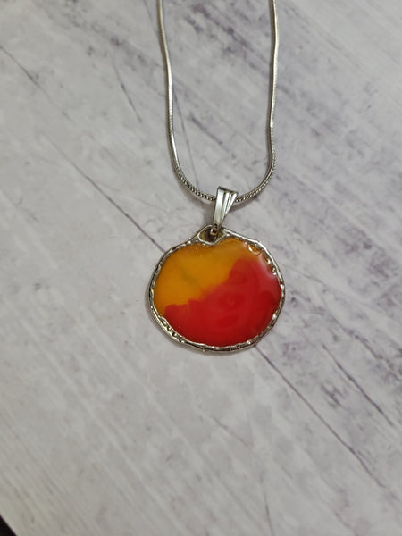 Chiefs Inspired Resin Red/Yellow Country Craft Barn Necklace (#616)