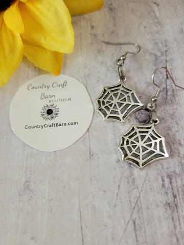 Spider Web - Silver Country Craft Barn Earrings (CC-215)