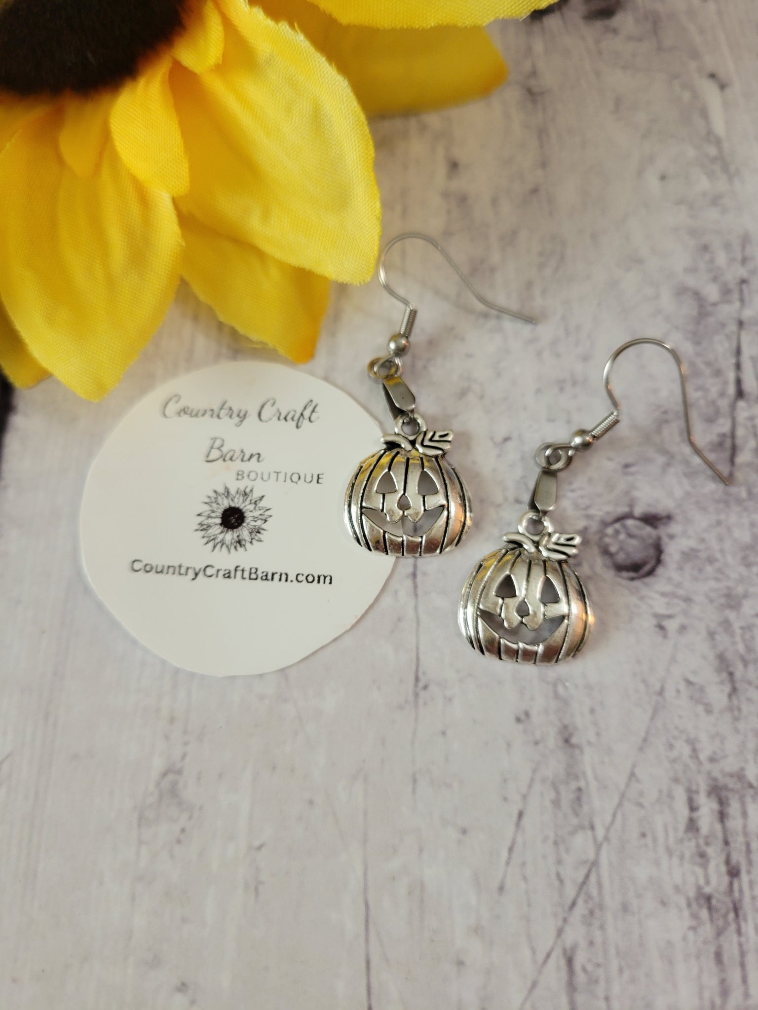 Pumpkin - Silver Country Craft Barn Earrings (225)