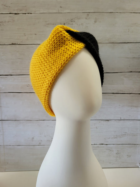 Team Spirit - Black/Gold Country Craft Barn Cross Knit Ear Warmer (#932)