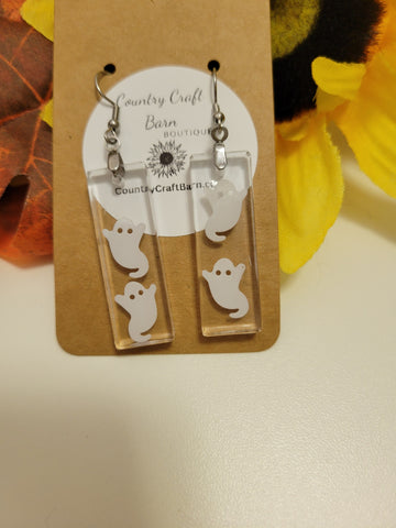 Whispy Ghost - White Country Craft Barn Earrings (#218)