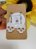 Skull Dangle - White Country Craft Barn Earrings (E-217)