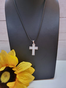 Resin Cross Necklace - White Country Craft Barn Necklace (#558)